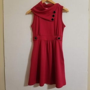 Monteau Cowl Neck Sleeveless Red Tunic Dress